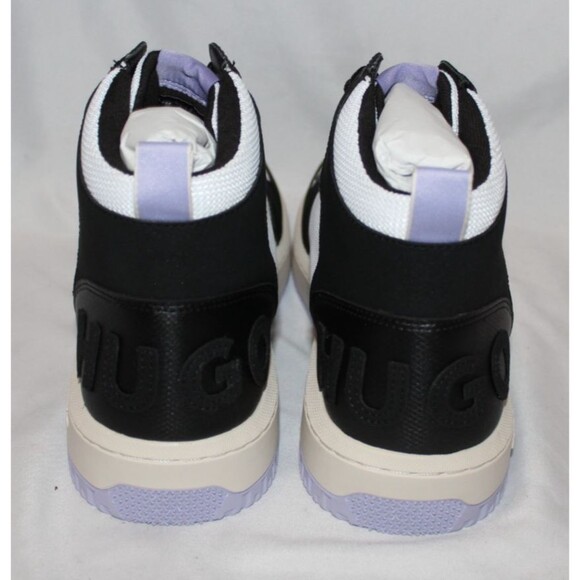 HUGO BOSS MEN'S KILIAN HITO PUME LEATHER HI TOP SNEAKERS WHITE BLACK NIB SZ 10 - Picture 5 of 6